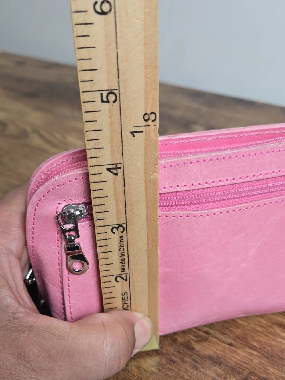 Abas Pink Leather Cosmetic Pouch Stylish Small Travel Makeup/Pouch Bag Euro Boho